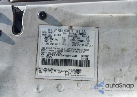 1998 Ford Ranger Splash/Xl/Xlt from USA, damaged, VIN 1FTZR15X3WTA04950